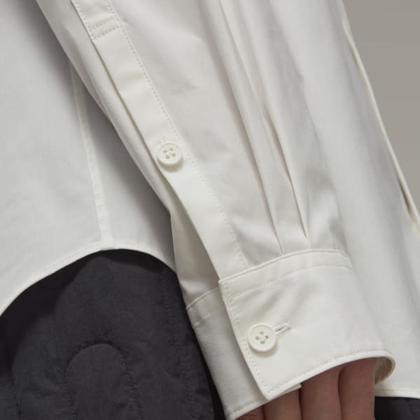 Weiss Y-3 Classic Chest Logo Button-Down Hemd