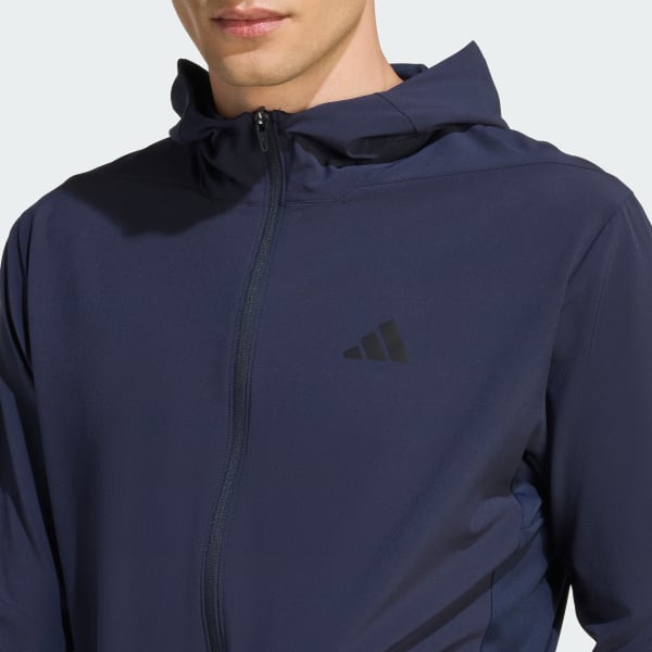 adidas D4T WORKOUT FULL-ZIP HOODIE - Blue | Free Shipping with