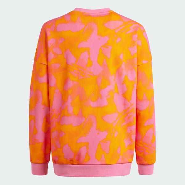 Orange Summer Allover Print Crew Sweatshirt