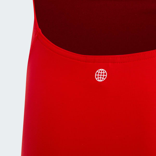 Red Solid Small Logo Swimsuit