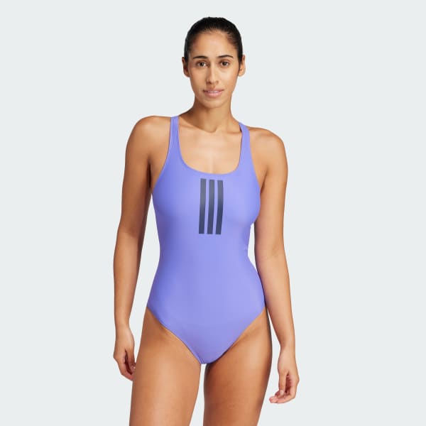 Blue 3-Stripes V-Back Swimsuit