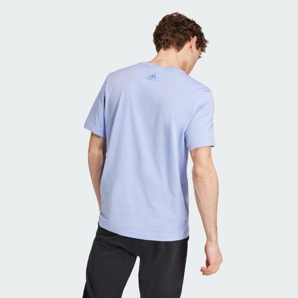 Blue Essentials Single Jersey Linear Embroidered Logo Tee