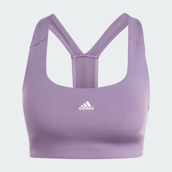 adidas Performance Medium support sports bra - silver  violet/iridescent/purple 