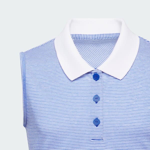Blue Ottoman Striped Sleeveless Polo Shirt