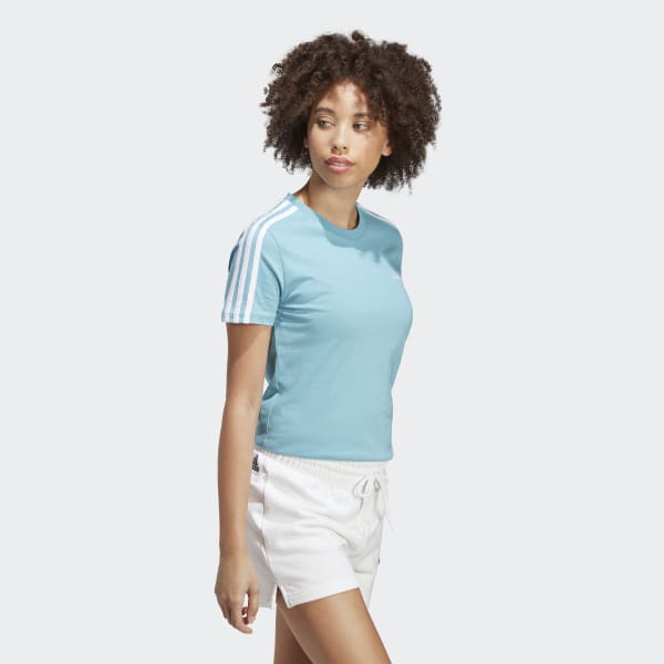 สีน้ำเงิน เสื้อยืด Essentials Slim 3-Stripes