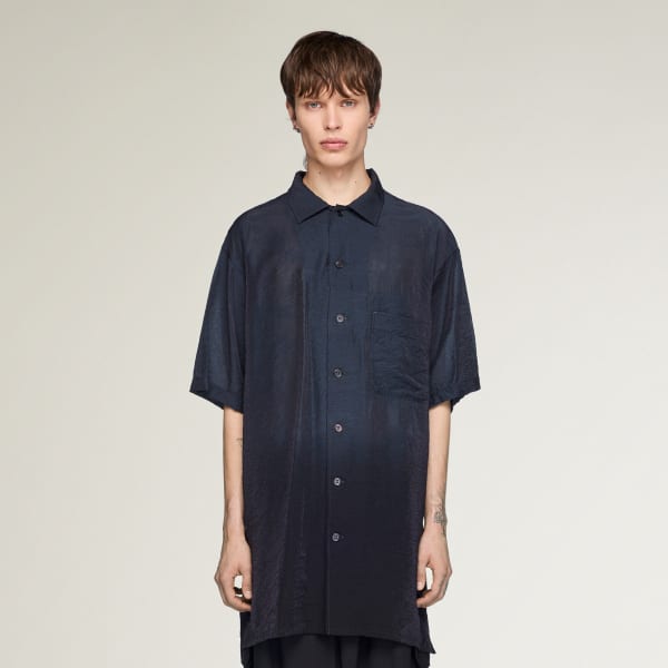 Black Y-3 DIP DYE SHORT SLEEVE LONG SHIRT
