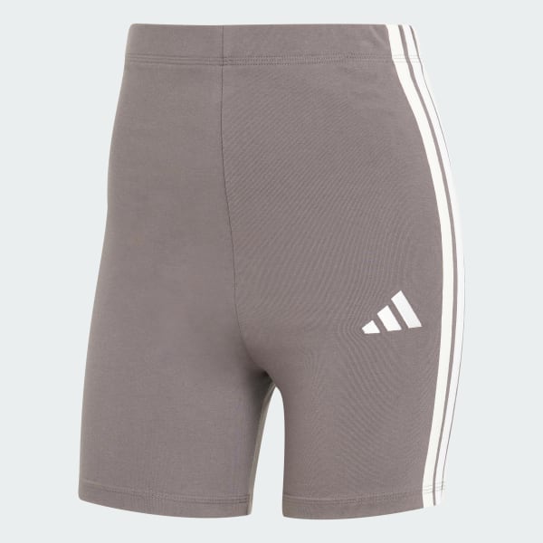 Gris Biker Shorts Essentials 3 Rayas Tiro Alto