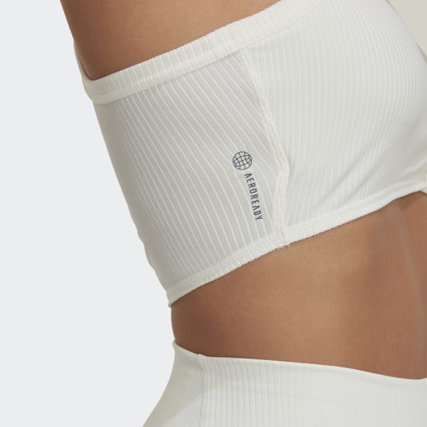 Branco Camisola de Alças Canelada para Ioga Studio