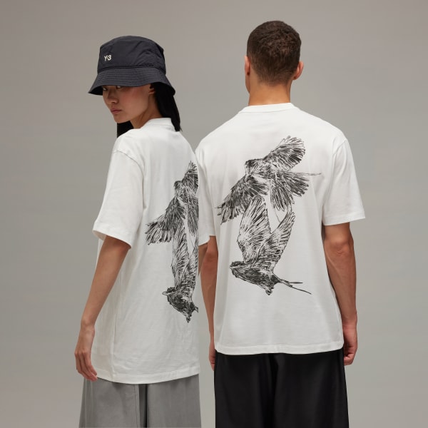 White Y-3 Graphic Short Sleeve Tee