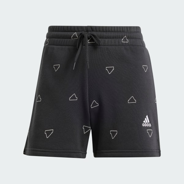 Czerń Essentials Monogram Fleece Graphic Shorts