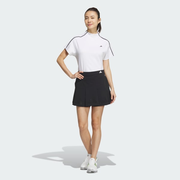 ♥️新品⭐adidas ★パンチング フリルスカート モックシャツ セット 黒白 アディダス 【ゴルフ】BOSロゴパンチングフレアスカート