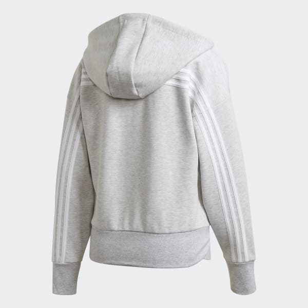 Gris Buzo con Capucha 3 Rayas Doubleknit Full-Zip Scuba