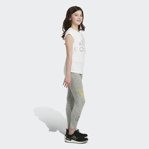 👖 adidas Brand Love - | Kids\' Allover Grey | adidas 👖 Training Print Tights US