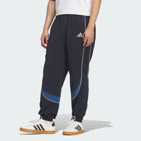 ブルー BRAND LOVE  ルーズフィット ライトウーブン フルレングス エラスティックカフ パンツ