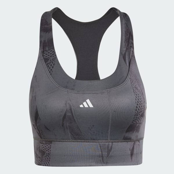Szary Biustonosz Run Pocket Medium-Support AOP Iteration