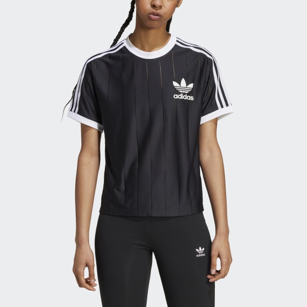 ★adidas★ 3S Pinstripe Tee Black IX5505 Adidas - 3-Stripes Pinstripe T-Shirt in Black - IX5505 – Voo