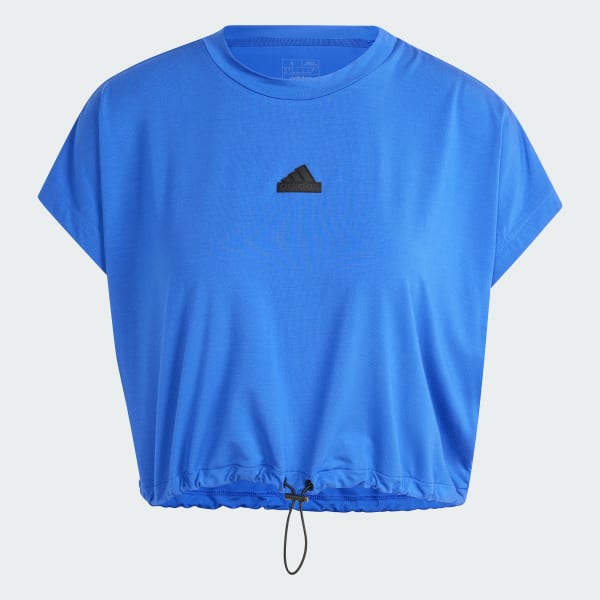 Blue City Escape Crop Tee With Bungee Cord
