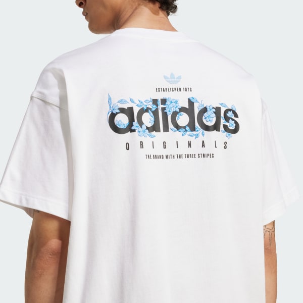 adidas Koszulka Florals Logo Oversized - Bialy | adidas Poland