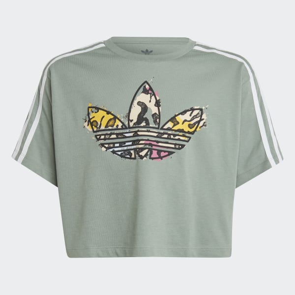 vert T-shirt court à imprimé animal