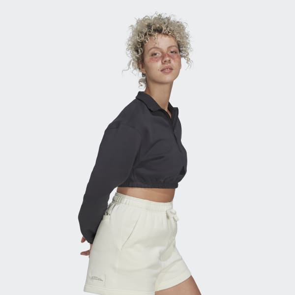 Grau Cropped Half-Zip Sweatshirt L4672