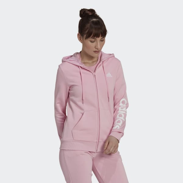 Pink adidas Essentials Logo Full-Zip Hoodie | Women training | adidas US