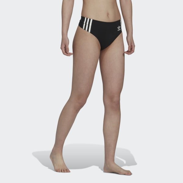 Black Adicolor Comfort Flex Cotton Wide Side Thong Briefs (2 Pairs) HPO15