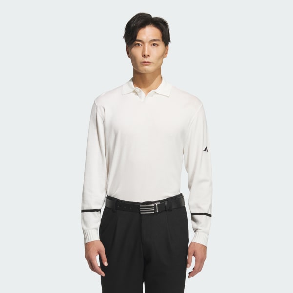 White 롱 슬리브 니트 폴로 셔츠