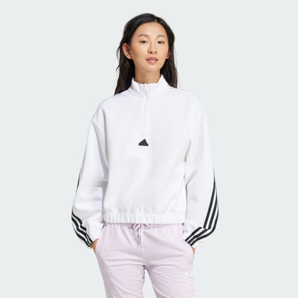 adidas Future Icons Three Stripes 1 4 Zip Top White adidas Malaysia