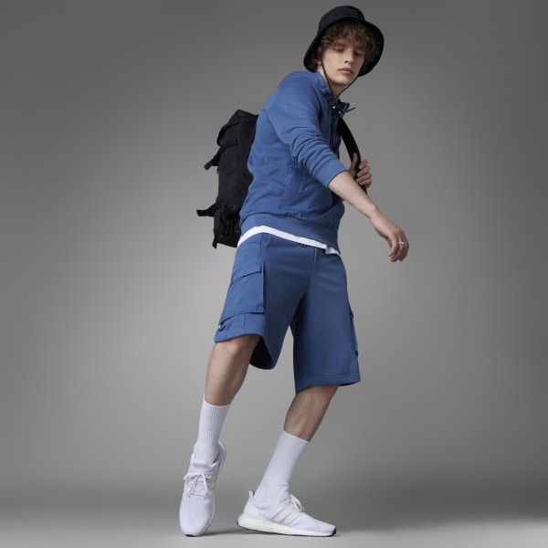 Blue Colorblock French Terry Shorts
