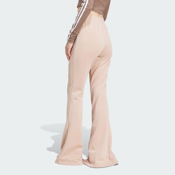 adidas 3-Stripes Flared Firebird Track Pants - Beige | Free