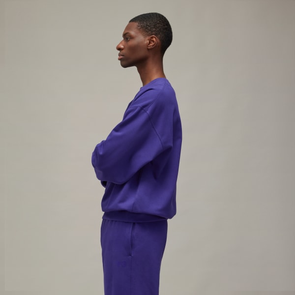 adidas Y-3 Brushed Terry Crew Sweatshirt - Purple | Free Shipping
