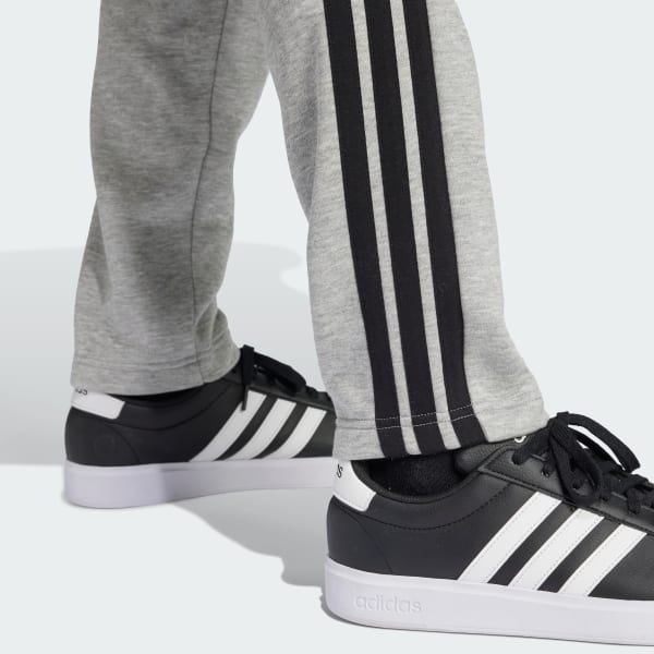 Essentials 3 Stripes Open Hem Fleece Pants