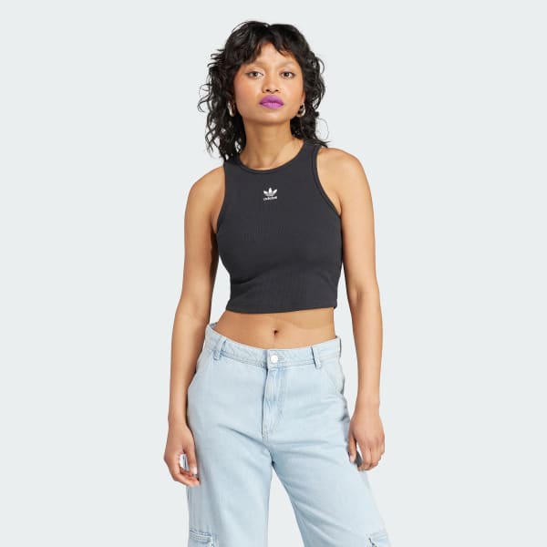 adidas Essentials Rib Tank Top - Black, Women's Lifestyle