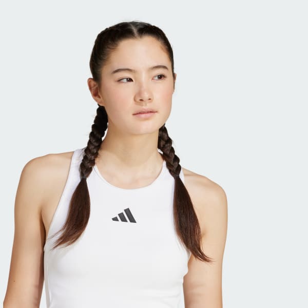 adidas Power 3-Stripes Racerback Bra Tank Top - White | Free