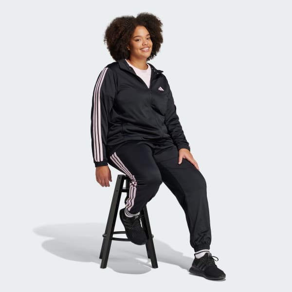 Μαύρο Tricot 3-Stripes Track Jacket (Plus Size)