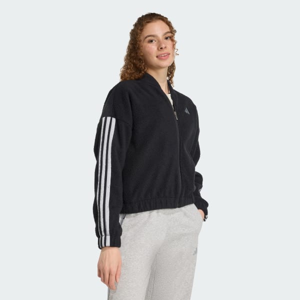 Siyah Holiday High Pile Fleece Full-Zip Eşofman Üstü