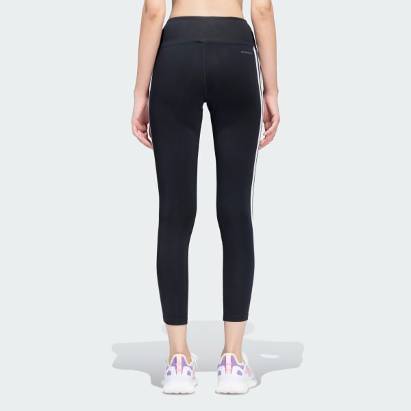 Black Train Essentials 3-Stripes 7/8 Tights