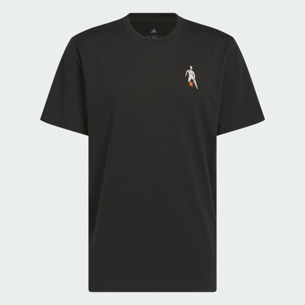 สีดำ เสื้อยืดพิมพ์ลาย Hoops for All