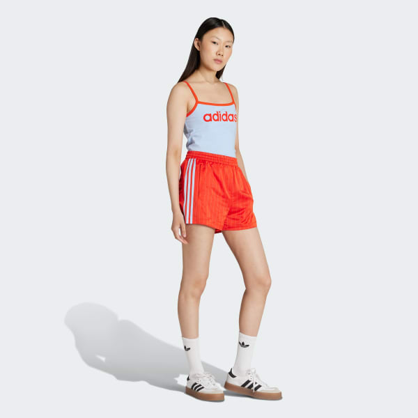 Orange adidas Originals Pin-stripe Satin Shorts