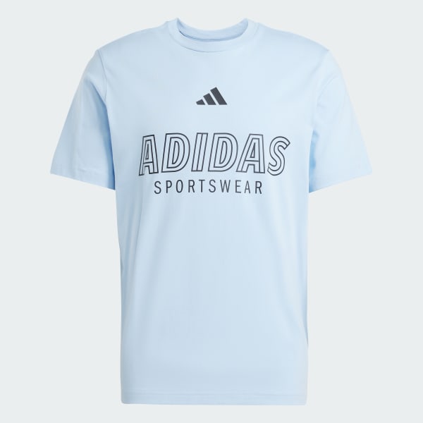 Niebieski House of Tiro Linear Graphic T-Shirt