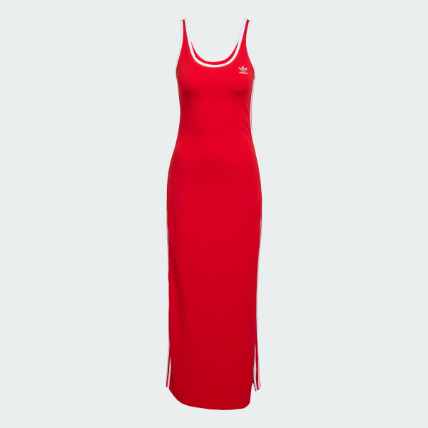 adidas Adicolor 3-Stripes Tank Maxi Dress - Red | Free