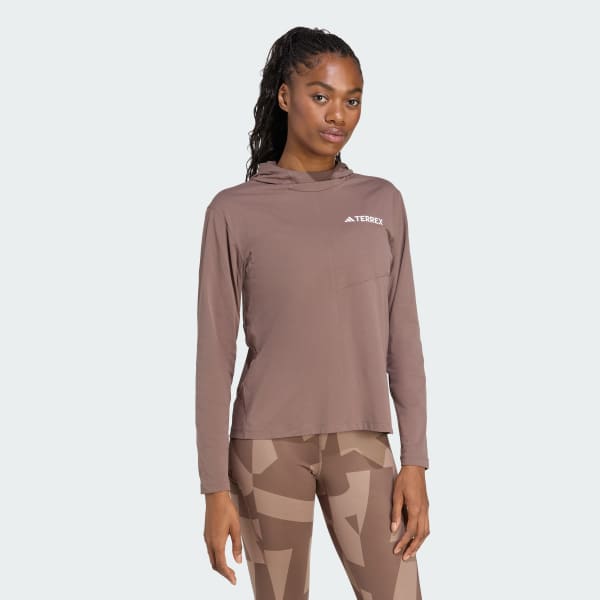 Marron Haut manches longues et capuche Terrex Multi Climacool
