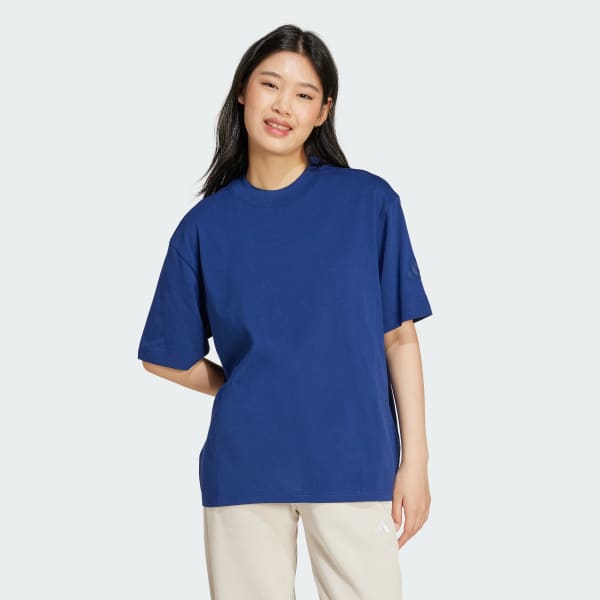 Blue Essentials Contemporary Logo Boyfriend T-Shirt