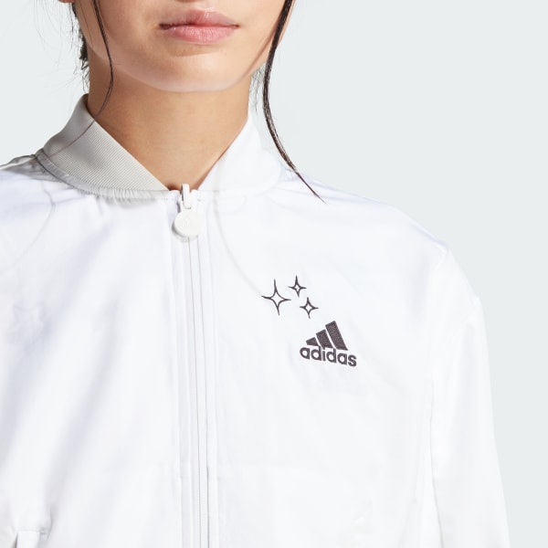 Adidas jacket women white hot sale