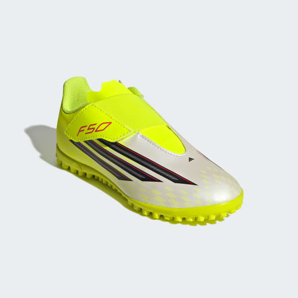 สีเหลือง รองเท้าฟุตบอลสายรัดหนามเตย F50 Club Turf สำหรับเด็ก