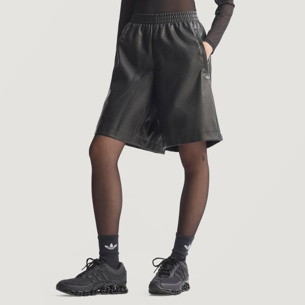 Negro Jorts extragrandes de cuero sintético Firebird