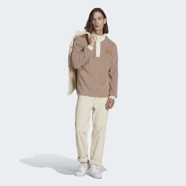 adidas Wander Quarter-Snap Polar Fleece Jacket - Brown | Men's Lifestyle | adidas Originals
