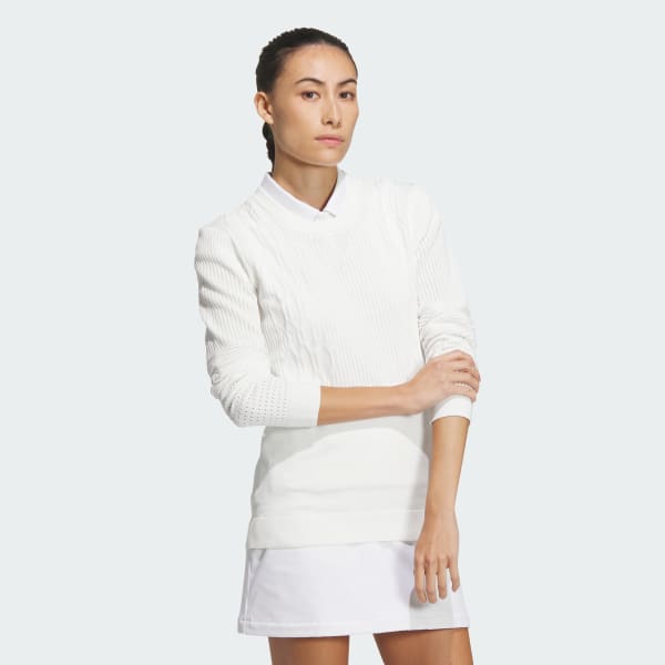 White 프라임니트 그라데이션 패턴 롱 슬리브 크루넥 풀오버