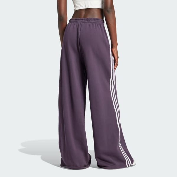 สีม่วง กางเกงขากว้างผ้าเฟรนช์เทอร์รีย์ทรงหลวม 3-Stripes