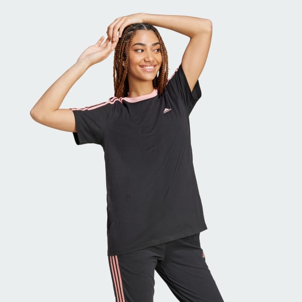 Black Essentials 3-Stripes Tee